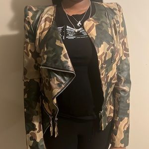 TOV stylish army fatigue leather jacket.